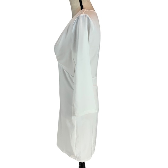 Fraiche by J Long Sleeve V-Neck Bodycon Dress - White - size Medium - Picture 4 of 8